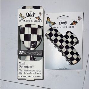MacKenzie-Childs Checkered Hair Set - Black and White